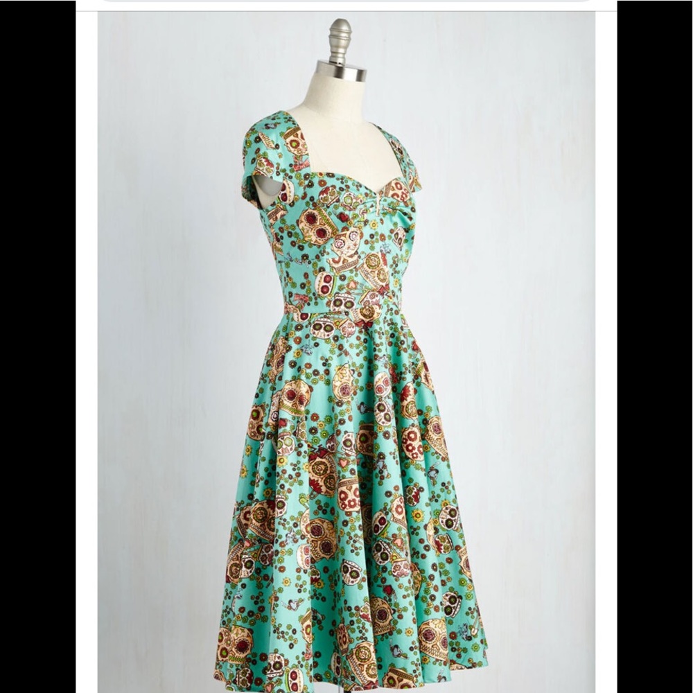 Dia de los muertos celebration dress in Aqua 2x